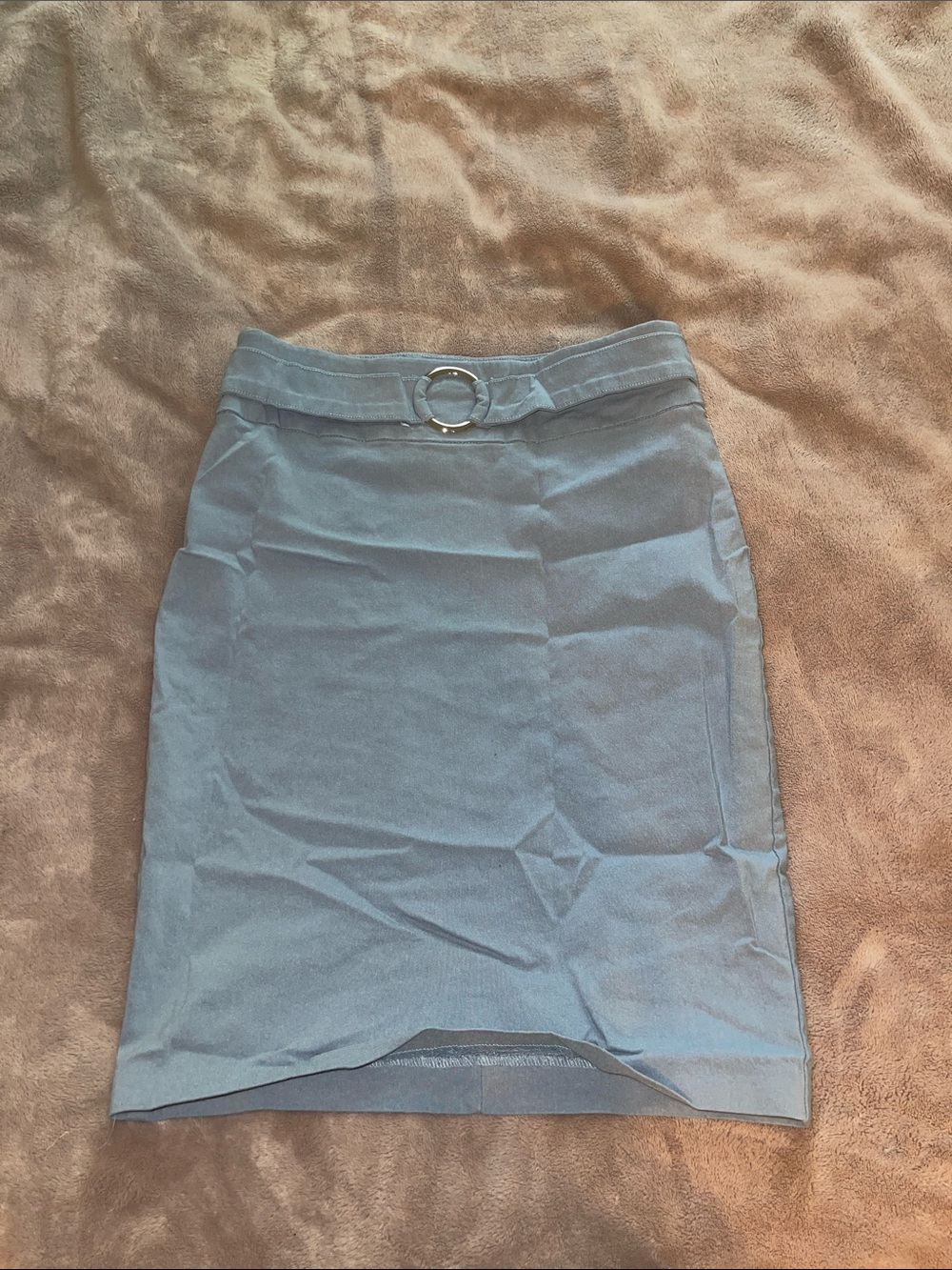 Joe Benbasset Slate Blue Ring-Belt Pencil Skirt